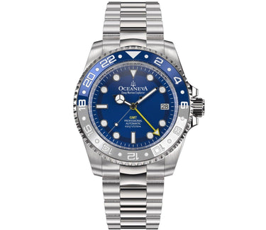 Oceaneva Automatic GMT Watch - Deep Marine Explorer Diver Watch - BL.BL.NH.WH.GMT.ST automatic GMT watch, Automatic watches, Diver GMT, GMT Dive Watch, men's gmt watches
